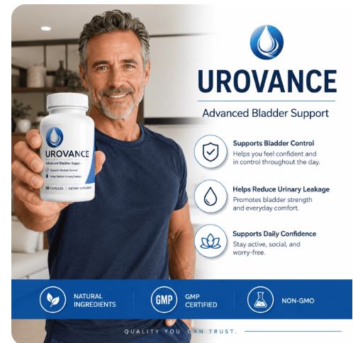 Man holding Urovance Capsules – Advanced Bladder Support